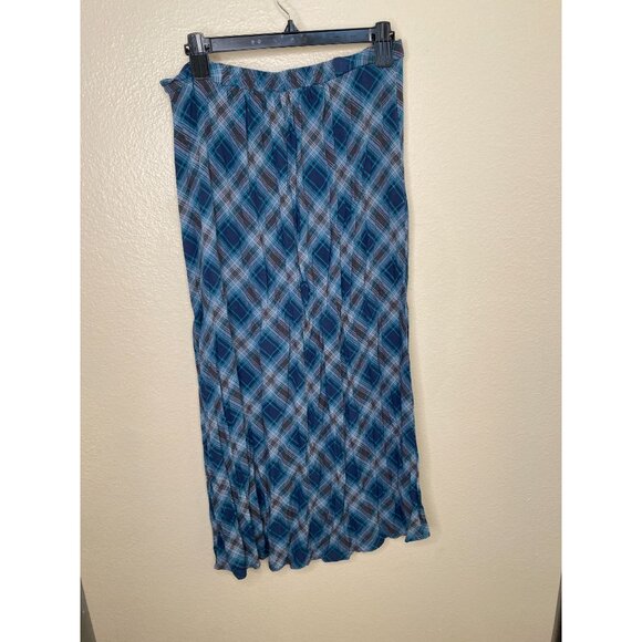 Wild Fable Womens Blue Plaid Button-Front Midi‎ Skirt Size M long straight - Picture 5 of 7